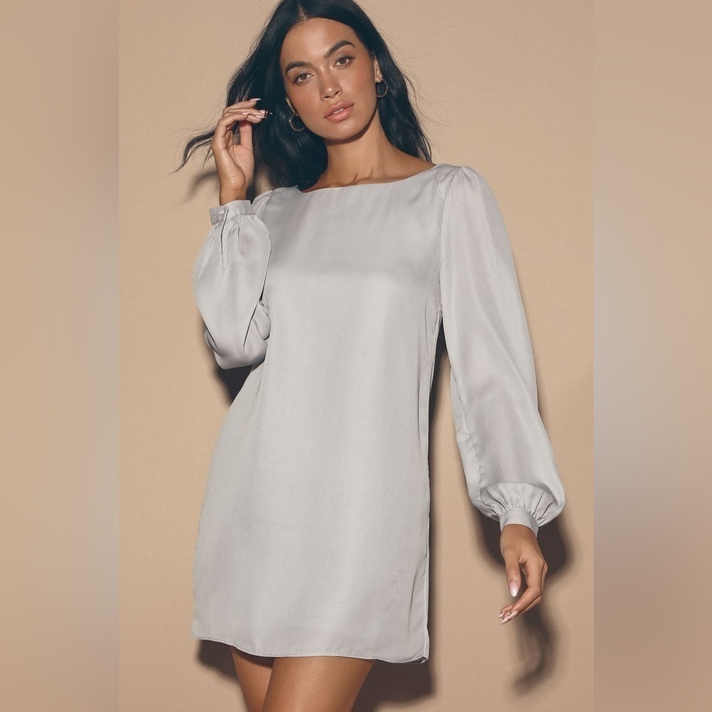 Lulus Light Grey Shift Dress